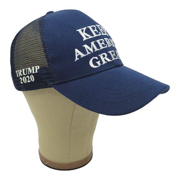 Keep America Great Mesh Snapback Cap Trucker Baseball Hat Trump 2020 Flag Blue - Picture 2 of 12